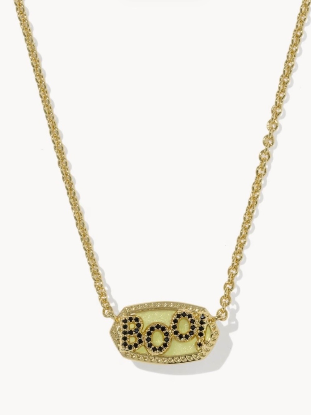 Kendra Scott Elisa Gold Boo Short Pendant In White Glow In The Dark Glass